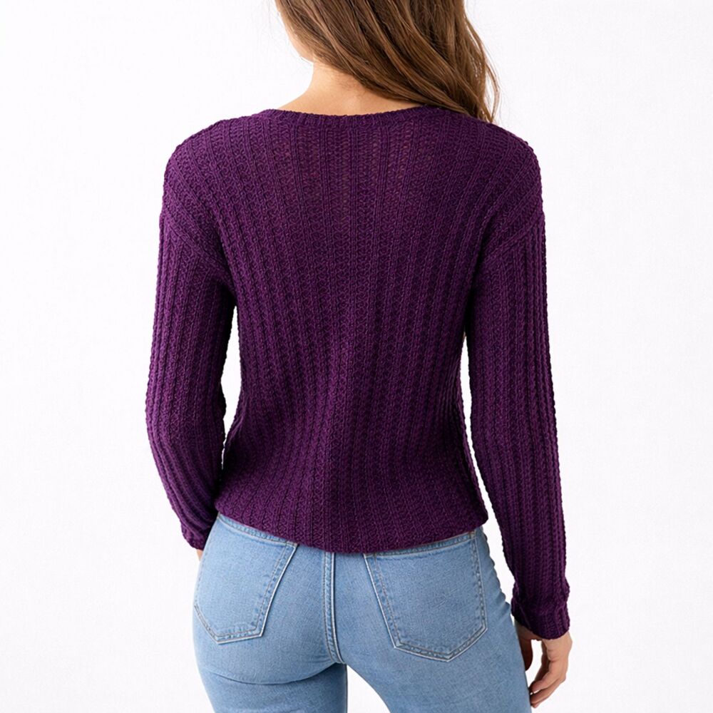 Eddie Bauer Linen Blend Burgundy Sweater SP - Picture 2 of 13